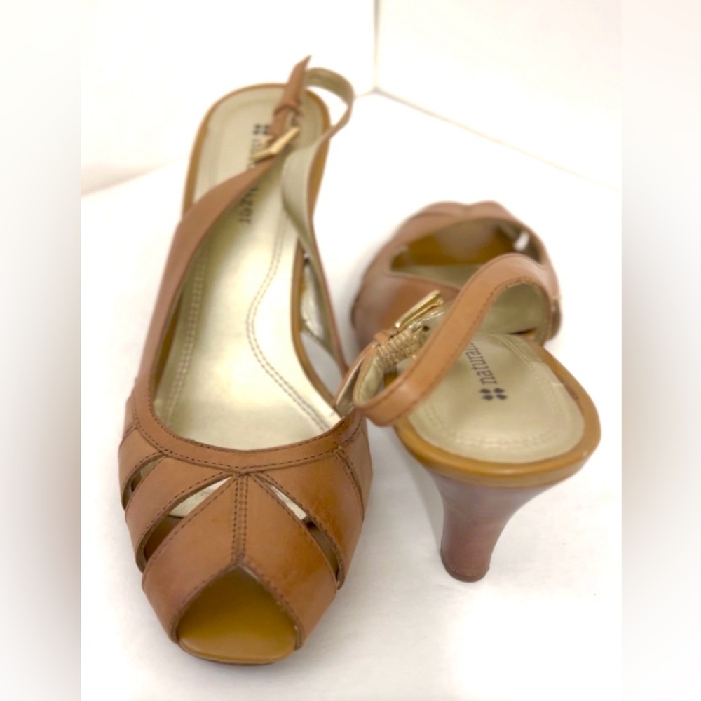 Naturalizer Brown Peep-Toe Slingback Heels - Picture 4 of 6